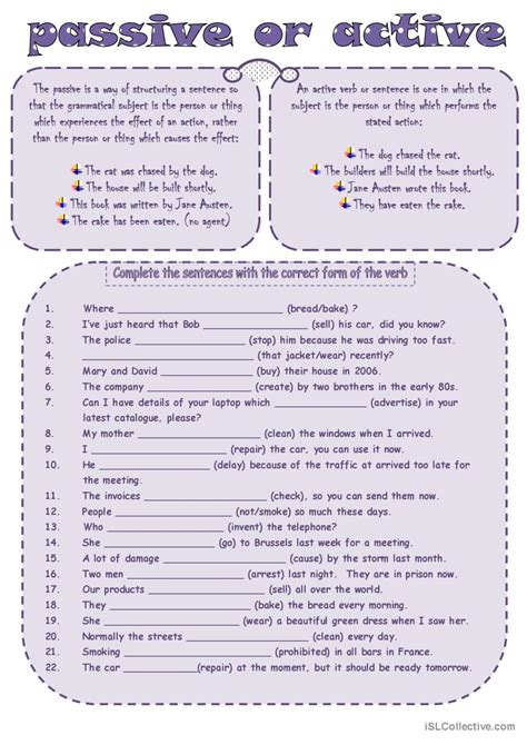 Active passive voice exercises