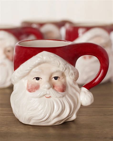 Santa Hot Chocolate Mugs (Set of 4) | Balsam Hill | Christmas decorations sale, Christmas light ...