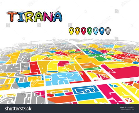 Tirana Albania Downtown 3d Vector Map Stock Vector (Royalty Free) 670734439