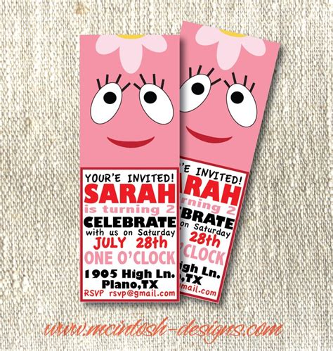 Yo GABBA GABBA Foofa Birthday Party Invitations by McIntoshDesigns, $10.00 | Kids party treats ...