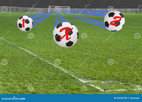 Three Footballs Showing Possible Final Score of the Game Stock Image - Image of playground ...