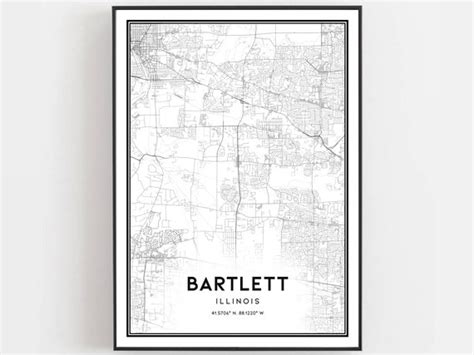 Bartlett Map Print Bartlett Map Poster Wall Art Il City Map | Etsy