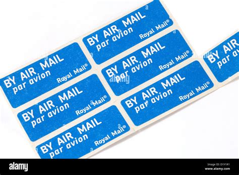 Air mail par avion letter stamp stamps sticker stickers, UK Stock Photo ...