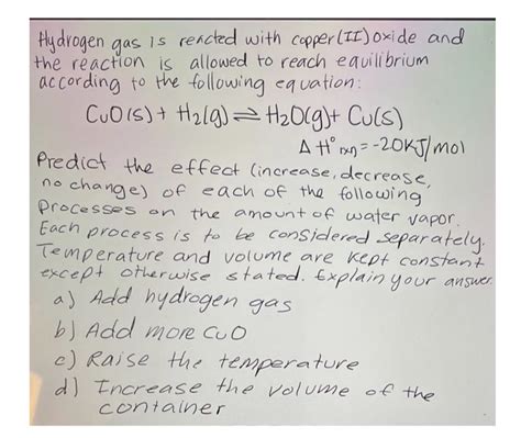 [Solved] Hydrogen gas is reacted with copper ( II ) oxide and the ...