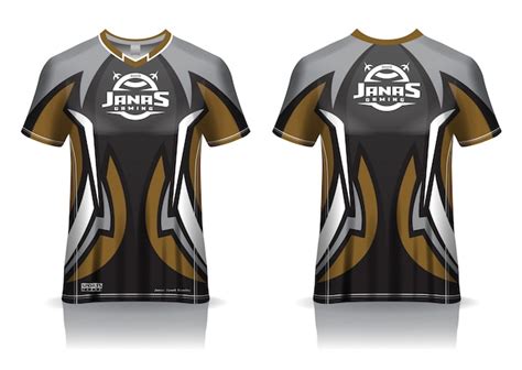 Premium Vector | Esport gaming t shirt jersey template, uniform, front and back view