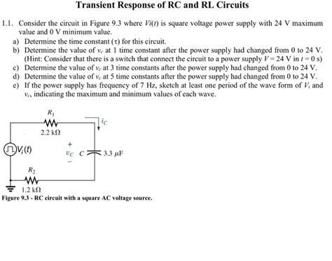 Solved Transient Response of RC and RL Circuits objective | Chegg.com