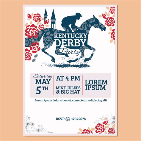 Kentucky derby Party Invitation Classic Style with Rose and Churchill Downs background 194946 ...