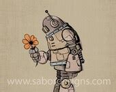 Items similar to Robot Flower Art Print 11x14 on Etsy