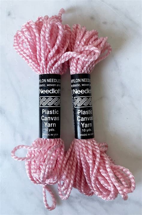 Vintage Needloft Plastic Canvas Yarn - 2 Skeins Color Pink #07 | eBay