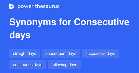 Consecutive Days synonyms - 73 Words and Phrases for Consecutive Days