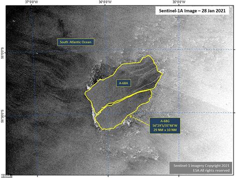 A68a iceberg in Antarctica suffers another major split | Daily Mail Online