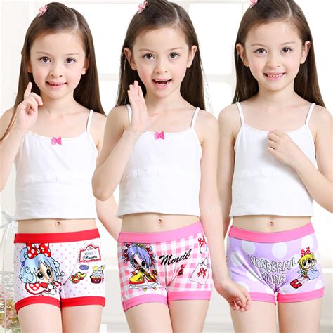 Girls ' underwear Pure cotton flat angle middle and large children's shorts Children's underwear ...