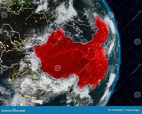 China from space at night stock image. Image of space - 124243369