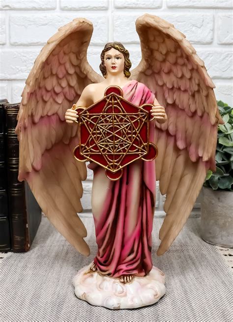 Buy Ebros Talmudic Judaism Metatron Angel Holding Sacred Flower of Life Geometric Cube Statue in ...