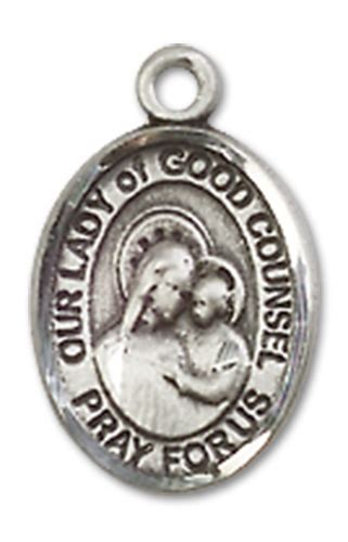 Our Lady of Good Counsel Charm Medal, Sterling Silver, 1/2", your choice of chain, # 10143