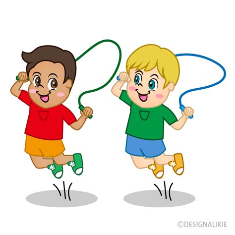 Boy Friends Playing with Skipping Rope Clip Art Free PNG Image｜Illustoon