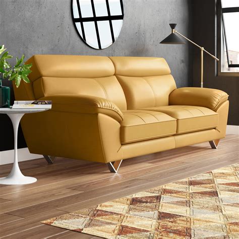 Yellow Leather Sofas - Foter