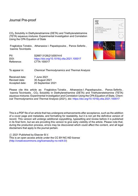 (PDF) CO2 Solubility in Diethylenetriamine (DETA) and Triethylenetetramine (TETA) aqueous ...