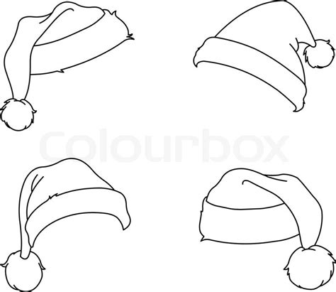 Outlined Santa hats. coloring page | Stock vector | Colourbox