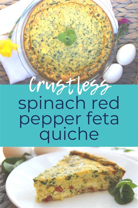 Crustless Spinach Red Pepper Feta Quiche and Spinach Timesaving Hack