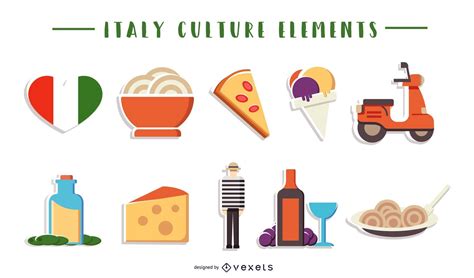 Italy Cultural Elements Collection Vector Download