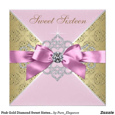 Pink Gold Diamond Sweet Sixteen Birthday Party Invitation Sweet Sixteen Invitations, Gold ...