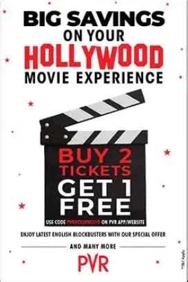 PVR - Buy 2 Tickets and Get 1 Free on Hollywood Movies