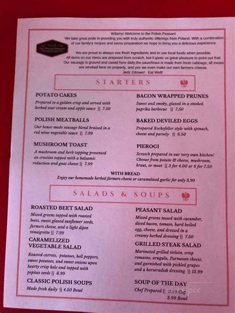 Menu of The Polish Peasant in Michigan City, IN 46360