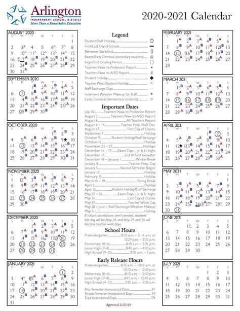 Arlington Isd Calendar 2021 2022 | Printable March