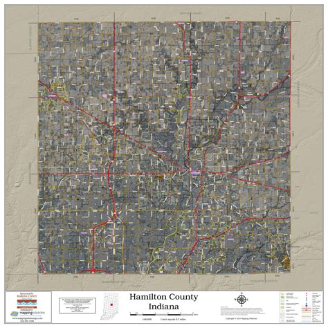 Hamilton County Indiana 2023 Aerial Wall Map | Mapping Solutions