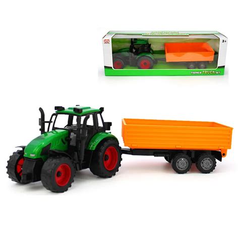 Big Farm Tractors Trailers Models Toy High Simulation ABS Farmer Model Engineering Car Truck ...