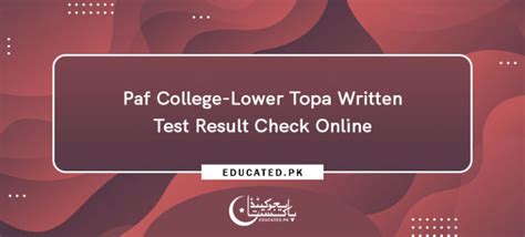 PAF Lower Topa Result 2024 8th Class Check Online