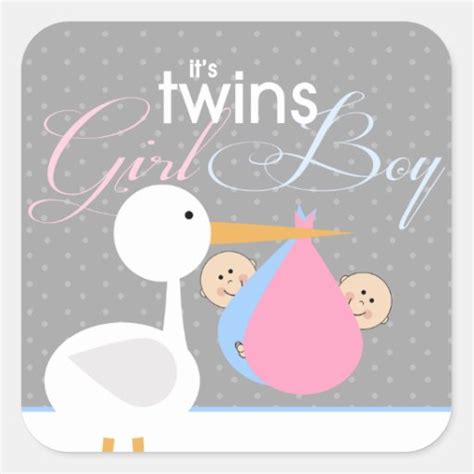 Stork Twins Baby Shower Sticker | Zazzle