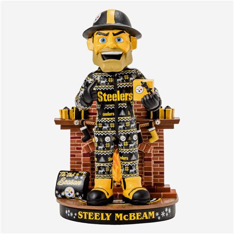 Steely McBeam Pittsburgh Steelers Holiday Mascot Bobblehead FOCO