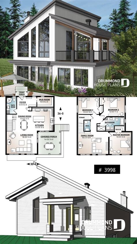 Ski chalet house plan - inverted living and panoramic view #chalet #house #inverted #living # ...