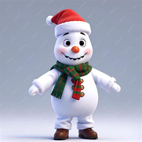 Premium AI Image | a 3D Christmas snowman standing in white background