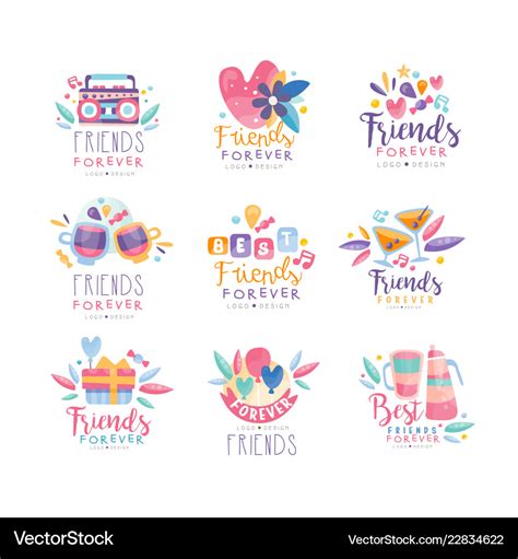 Friends forever logo design set happy friendship Vector Image