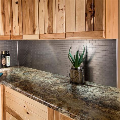 Aspect Subway Matted 12 in. x 4 in. Brushed Stainless Metal Decorative Tile Backsplash (1 sq. ft ...