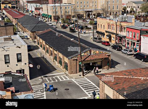 Aerial view of the Historic Charleston City Market on Market Street in Charleston, SC Stock ...