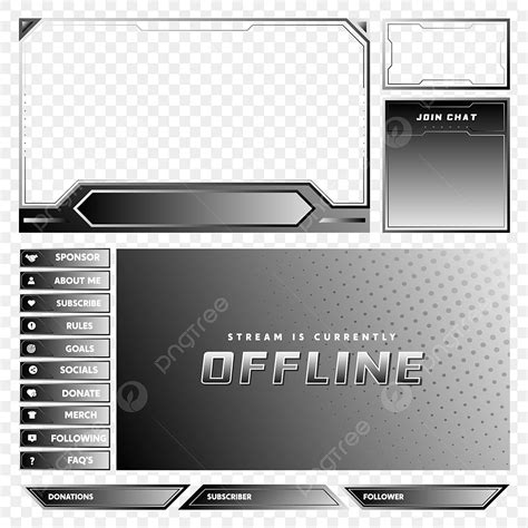 Twitch Overlay Vector Art PNG, Twitch Overlay Template Design Silver, Twitch, Overlay, Game ...
