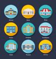 Government buildings thin line icons set Vector Image