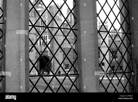 Anne Boleyn's Gate seen through a leaded glass window, built for Henry ...