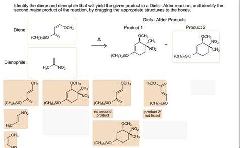 SOLVED: Identify the diene and dienophile that will yield the geea product in DielsAlder ...