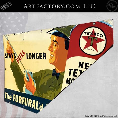 Vintage Texaco Cut Signs: Lot Of 3 Partial Advertisements "Furfural'd Film"