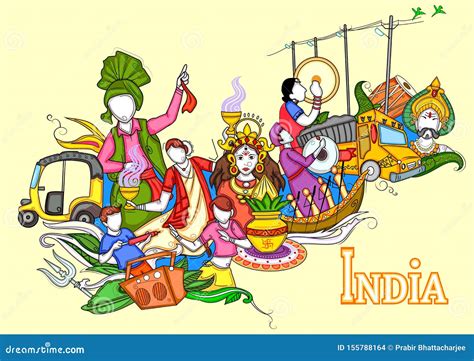 Indian Collage Illustration Showing Culture, Tradition and Festival of ...