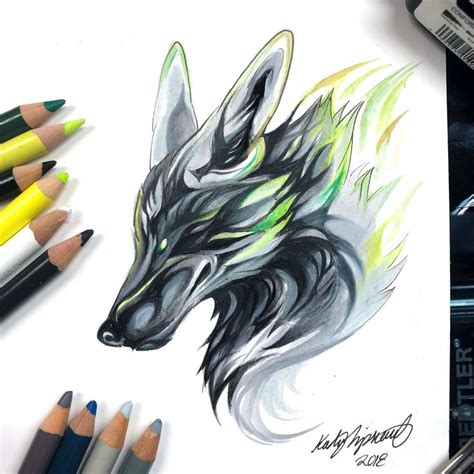 Neon Wolf - Original Watercolor Illustration in 2021 | Animal ...