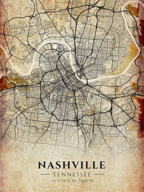 Nashville Antique Map Print - Winter Museo