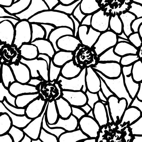 Flowers Coloring Page Black and White · Creative Fabrica