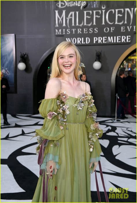 Elle Fanning Glows in Green Floral Dress at 'Maleficent 2' Premiere ...