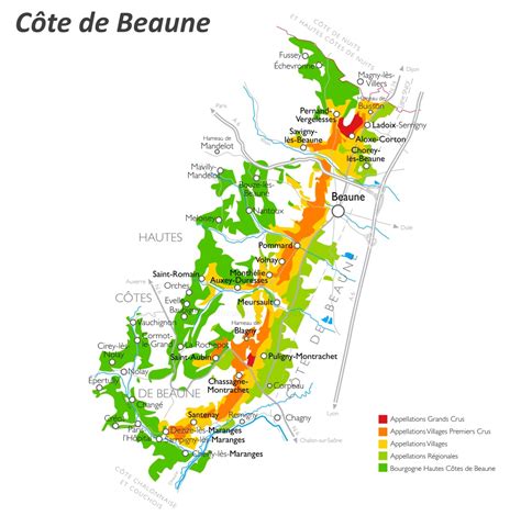 Côte de Beaune Wine Map - Ontheworldmap.com